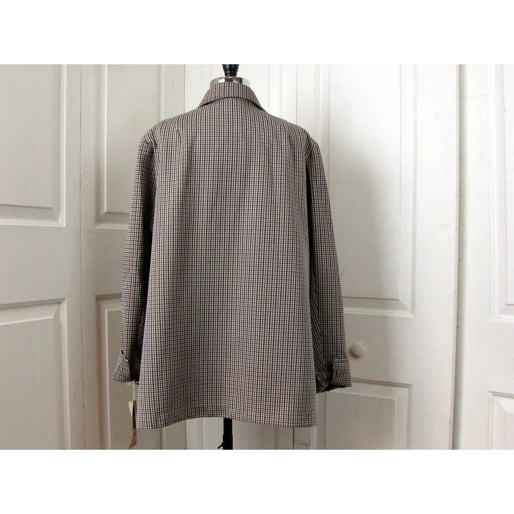Vintage 70s Brown Plaid Check Jacket Ample Togs California Macys Size 42 NWT